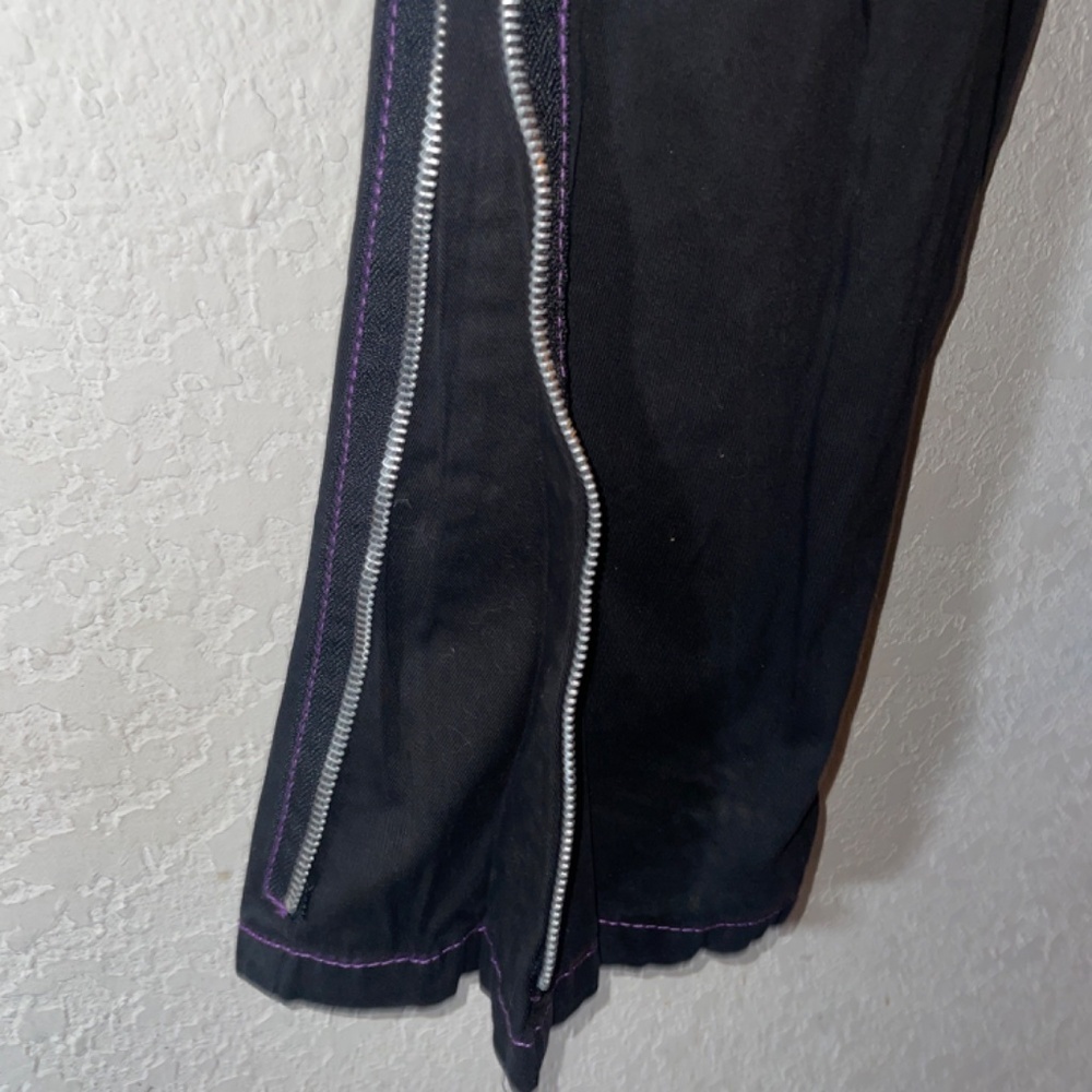 TRIPP NYC Daang Goodman Y2K  Black Cargo Goth Punk  Purple Trim & Chains SZ S - Picture 7 of 12